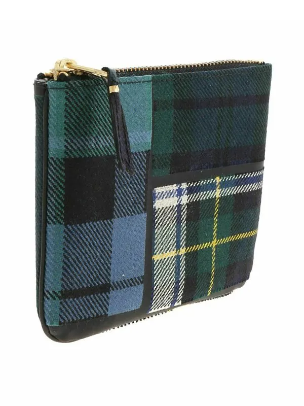 Comme Des Garçons Wallet Tartan pattern clutch in green and blue