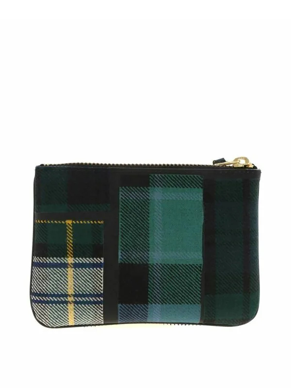 Comme Des Garçons Wallet Tartan pattern clutch in green and blue