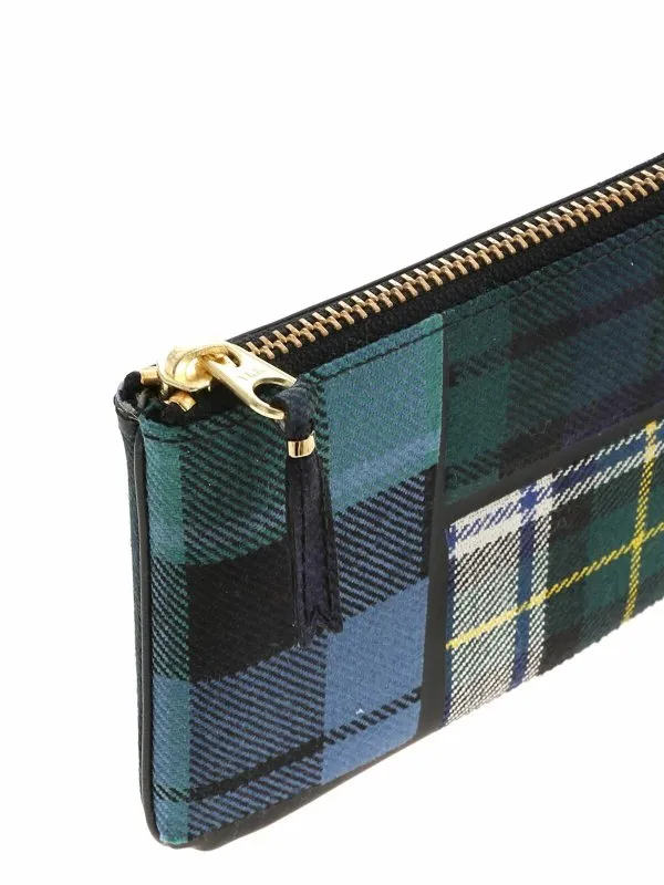 Comme Des Garçons Wallet Tartan pattern clutch in green and blue