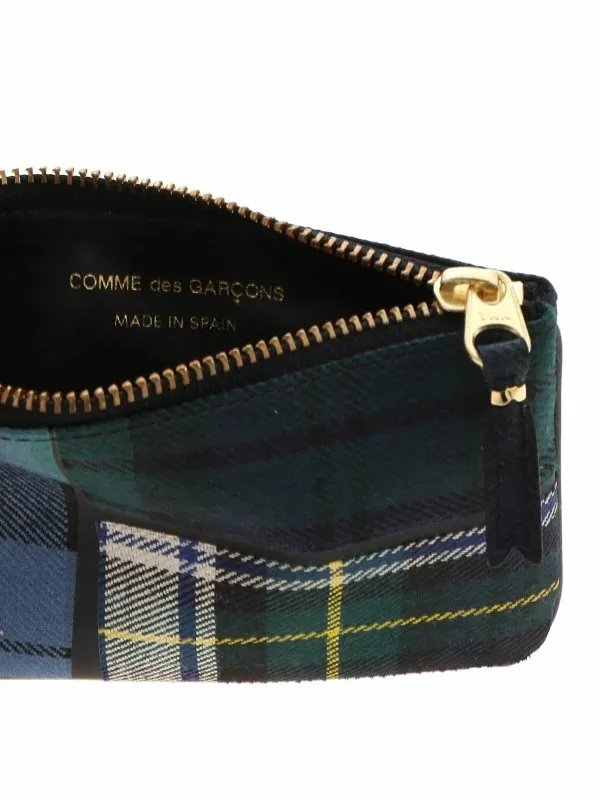 Comme Des Garçons Wallet Tartan pattern clutch in green and blue