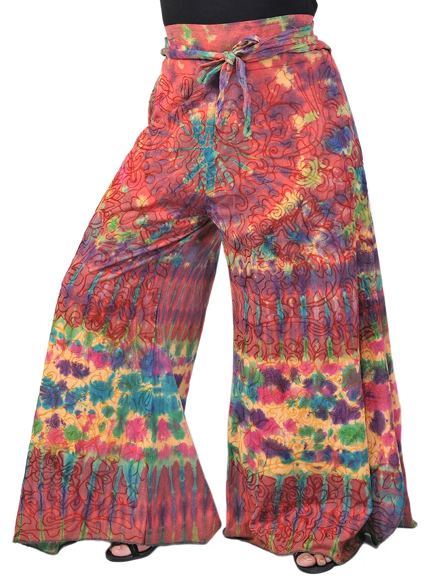 Cotton Full Embroidery Tie Dye Palazoo Pants