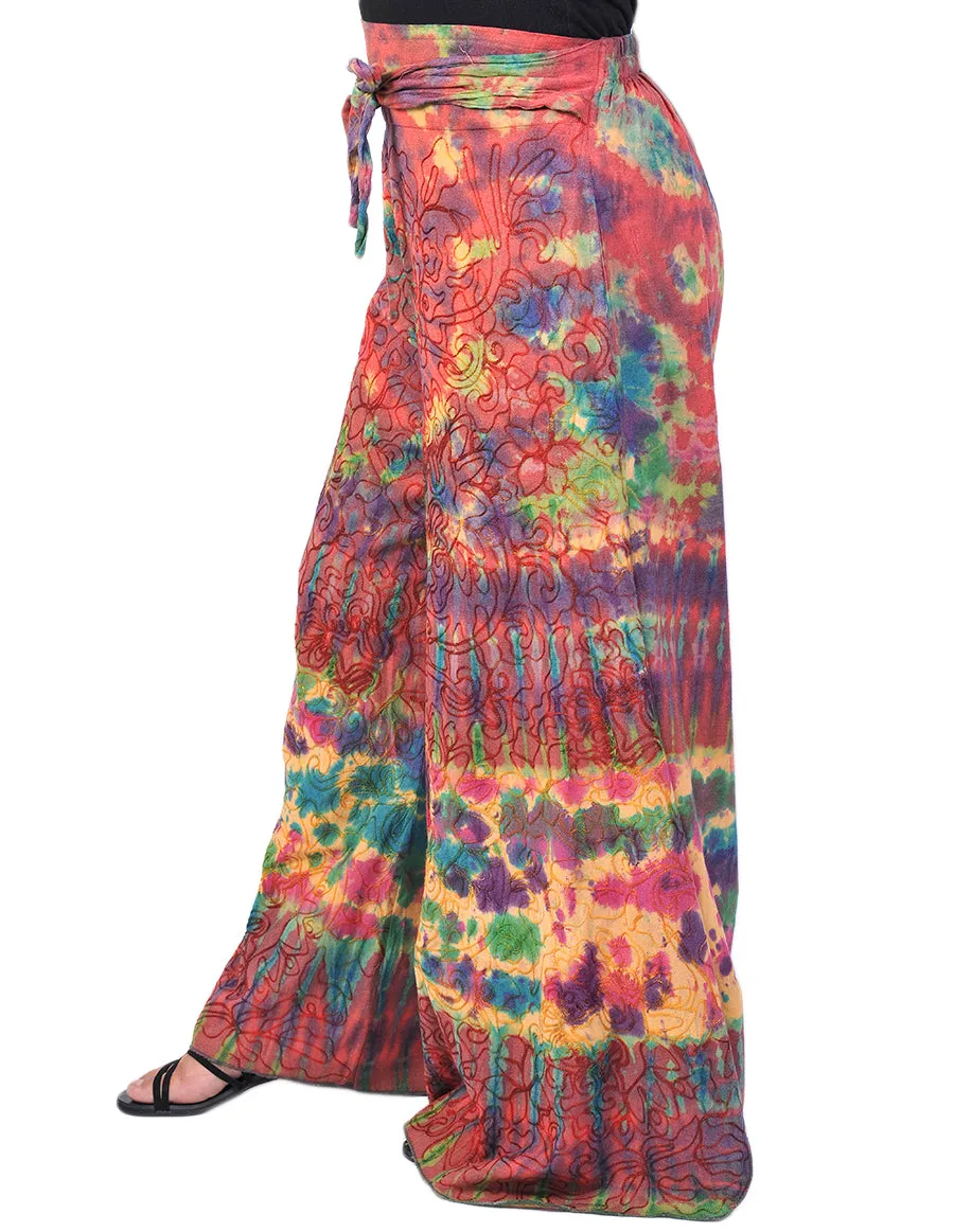 Cotton Full Embroidery Tie Dye Palazoo Pants