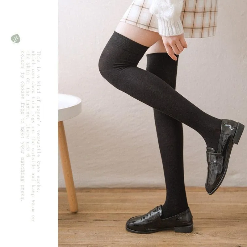 Cotton Knee High Socks Ins Fashion Girls Jk Calf Slim Long Socks