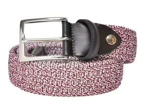 Cotton Stretch Belt Two-Tone White/Burgundy