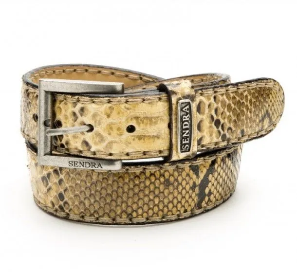 Cowboy fashion Sendra yellow genuine python skin belt