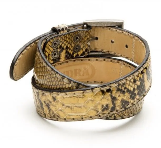 Cowboy fashion Sendra yellow genuine python skin belt