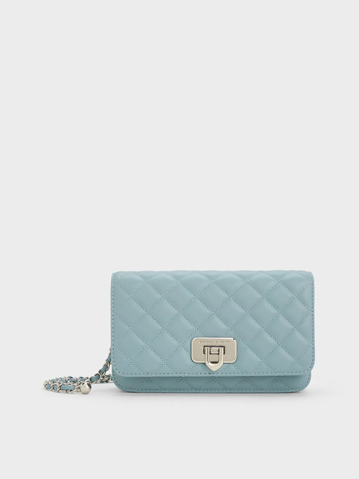 Cressida Quilted Push-Lock Clutch - Slate Blue