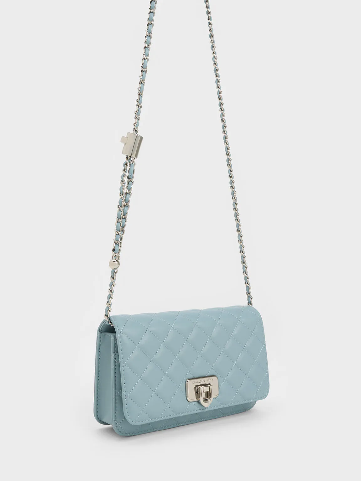 Cressida Quilted Push-Lock Clutch - Slate Blue