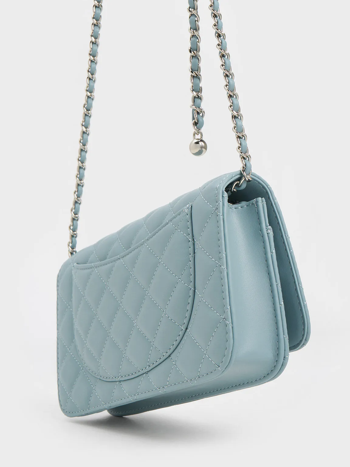 Cressida Quilted Push-Lock Clutch - Slate Blue