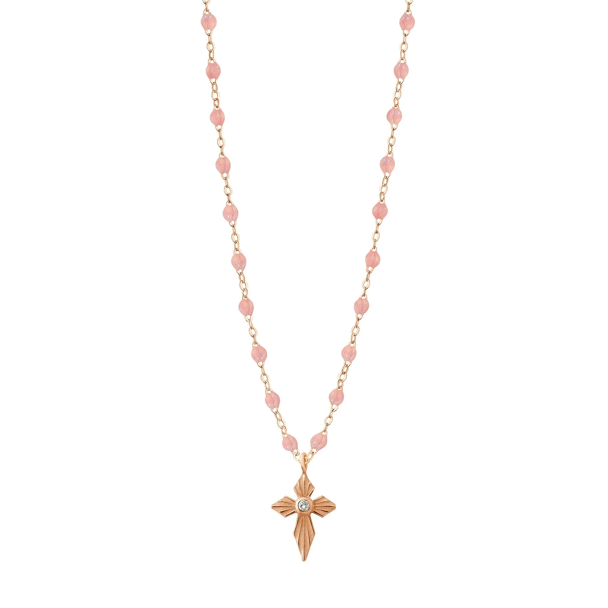 Croix Lumière Blush Diamond Necklace, Rose Gold, 16.5