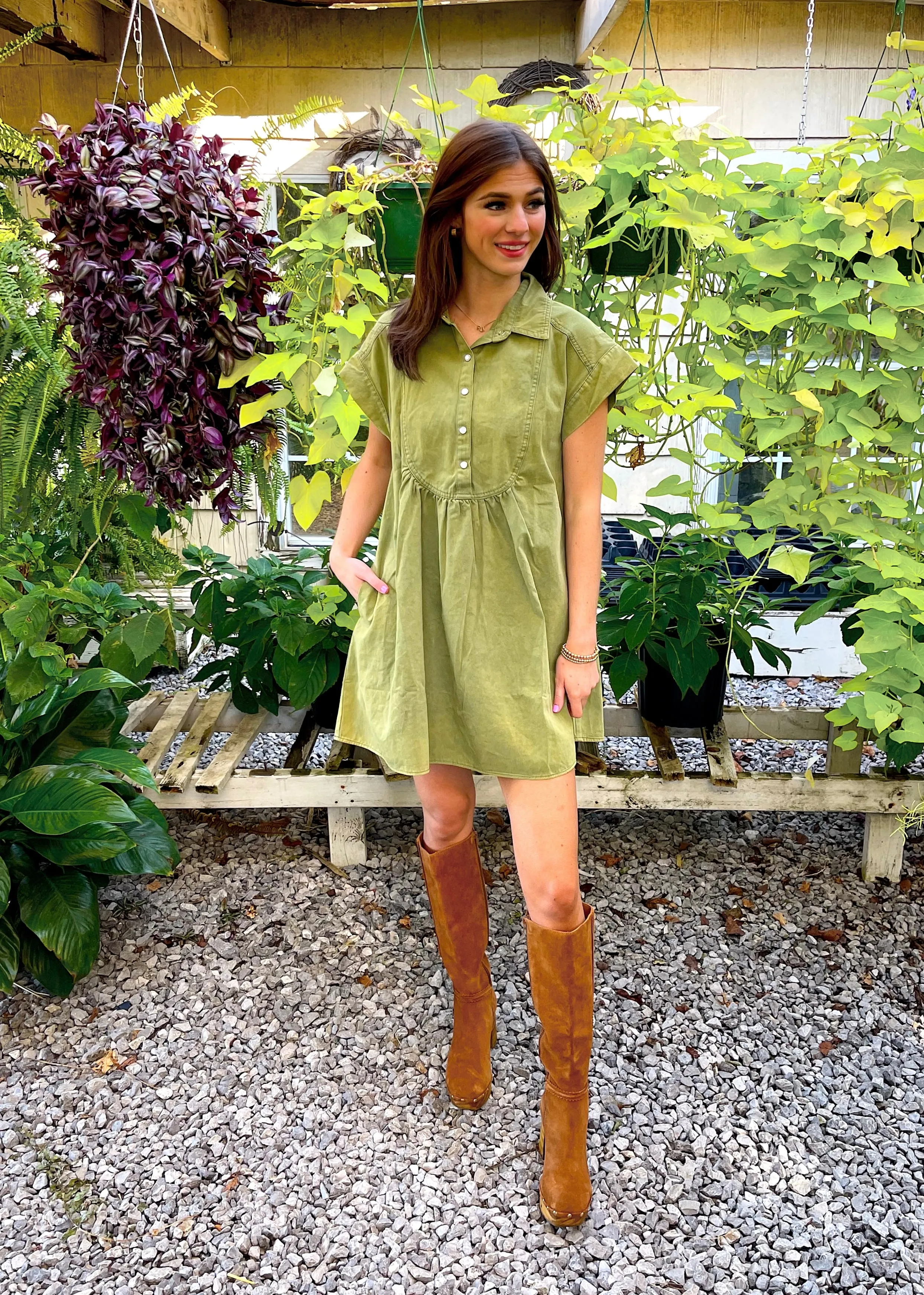 Cutie Girl Denim Dress | Olive