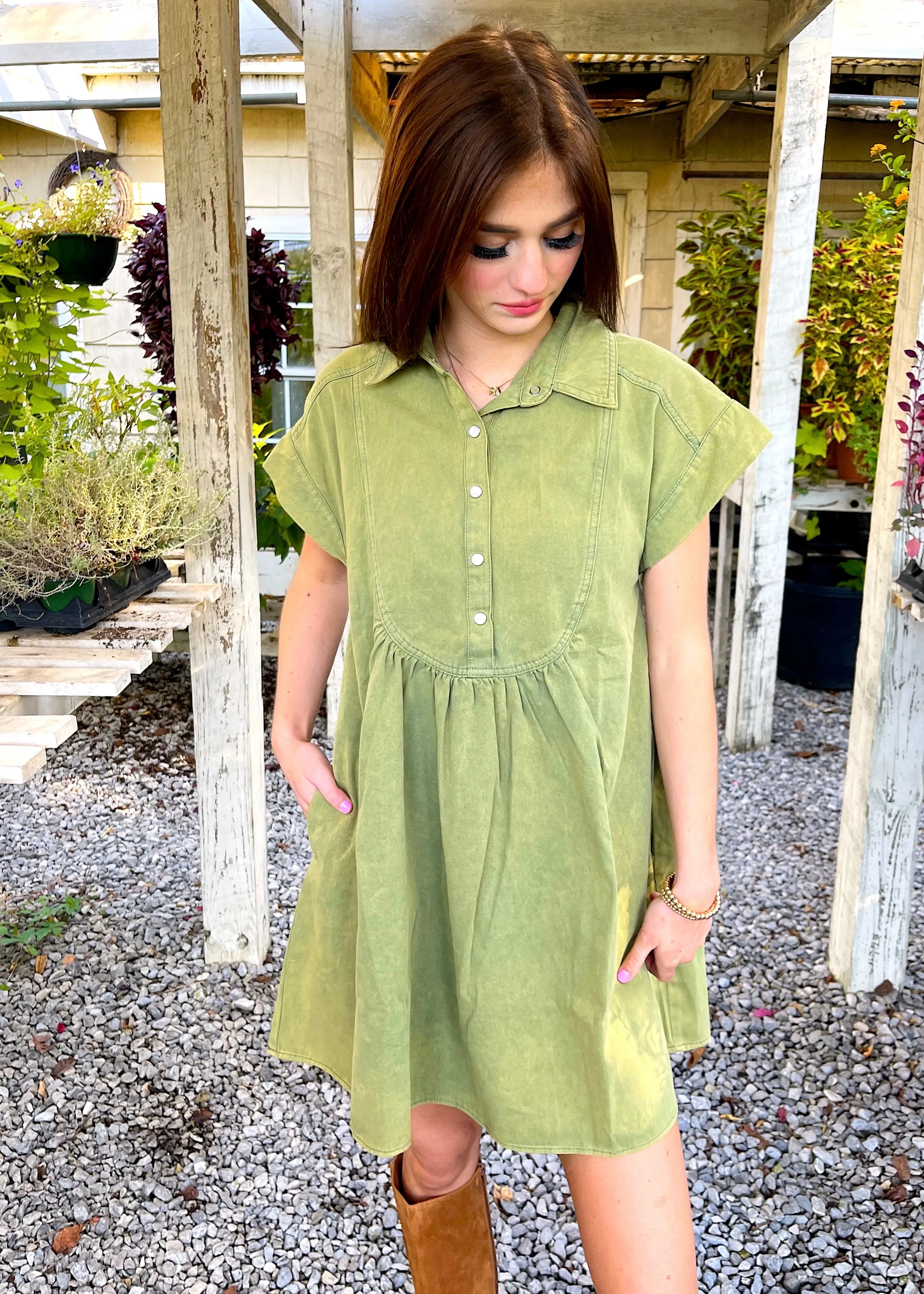 Cutie Girl Denim Dress | Olive