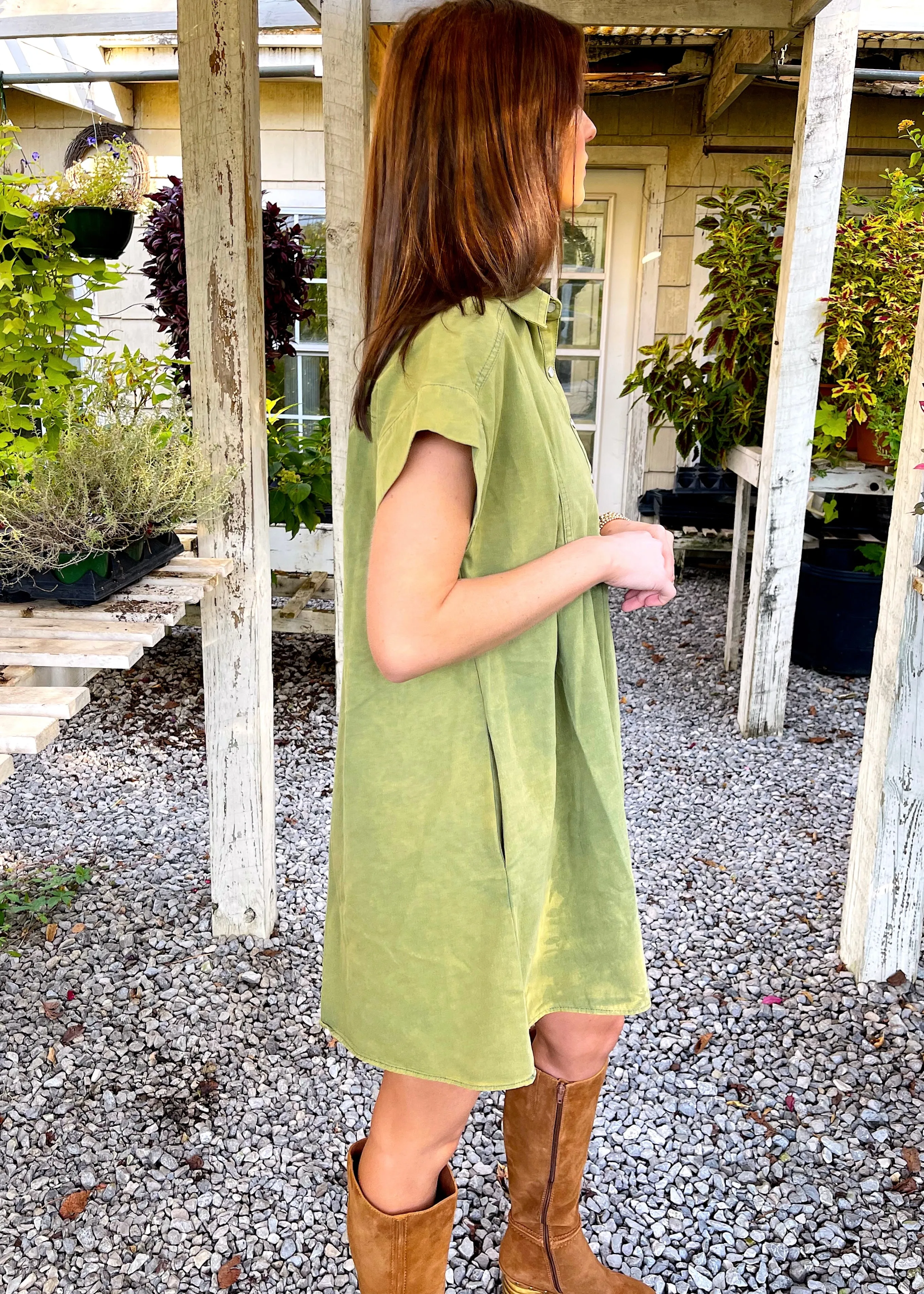 Cutie Girl Denim Dress | Olive