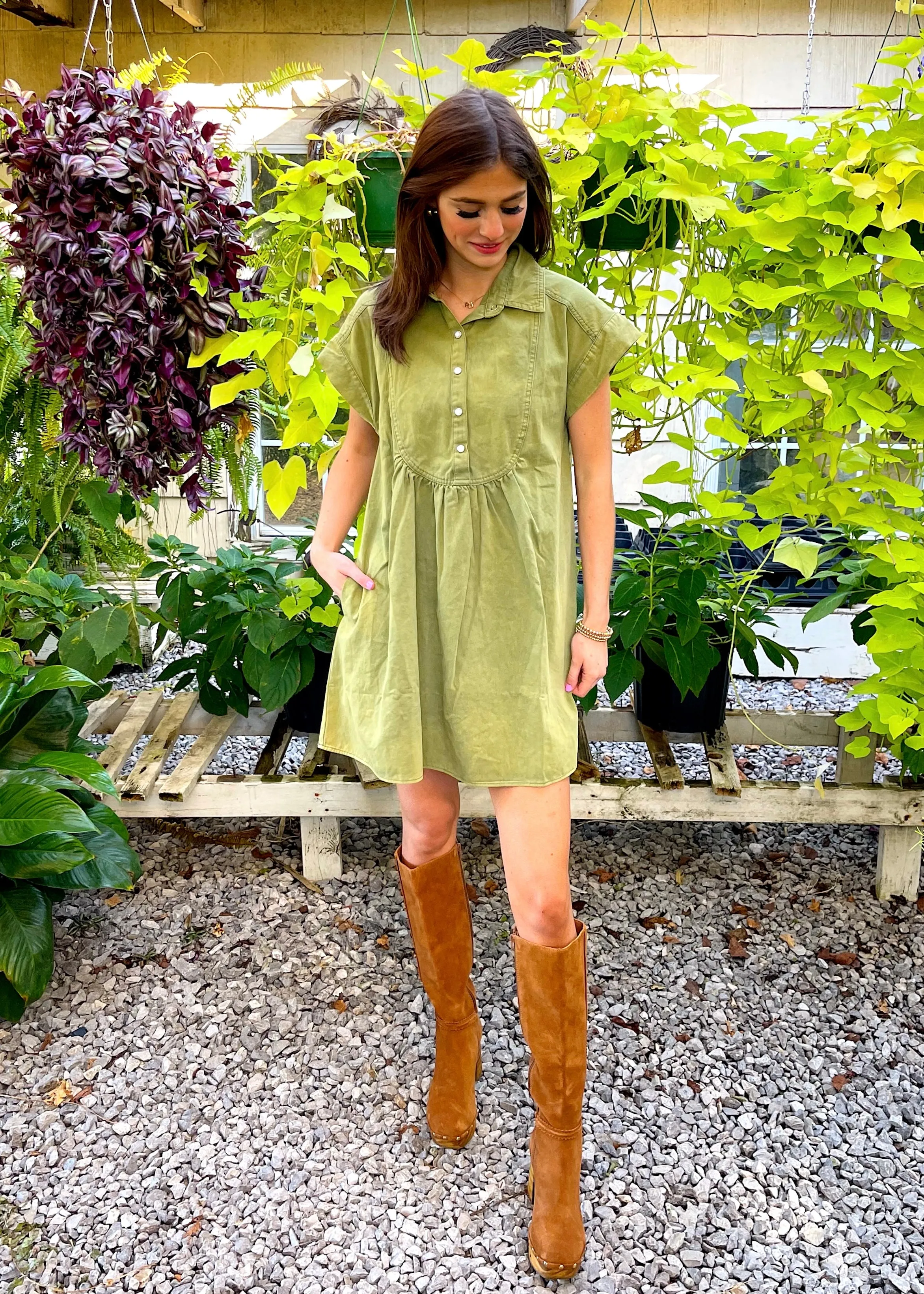 Cutie Girl Denim Dress | Olive