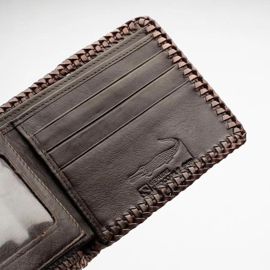 Dark Brown Hardcore Crocodile Head Skin Wallet