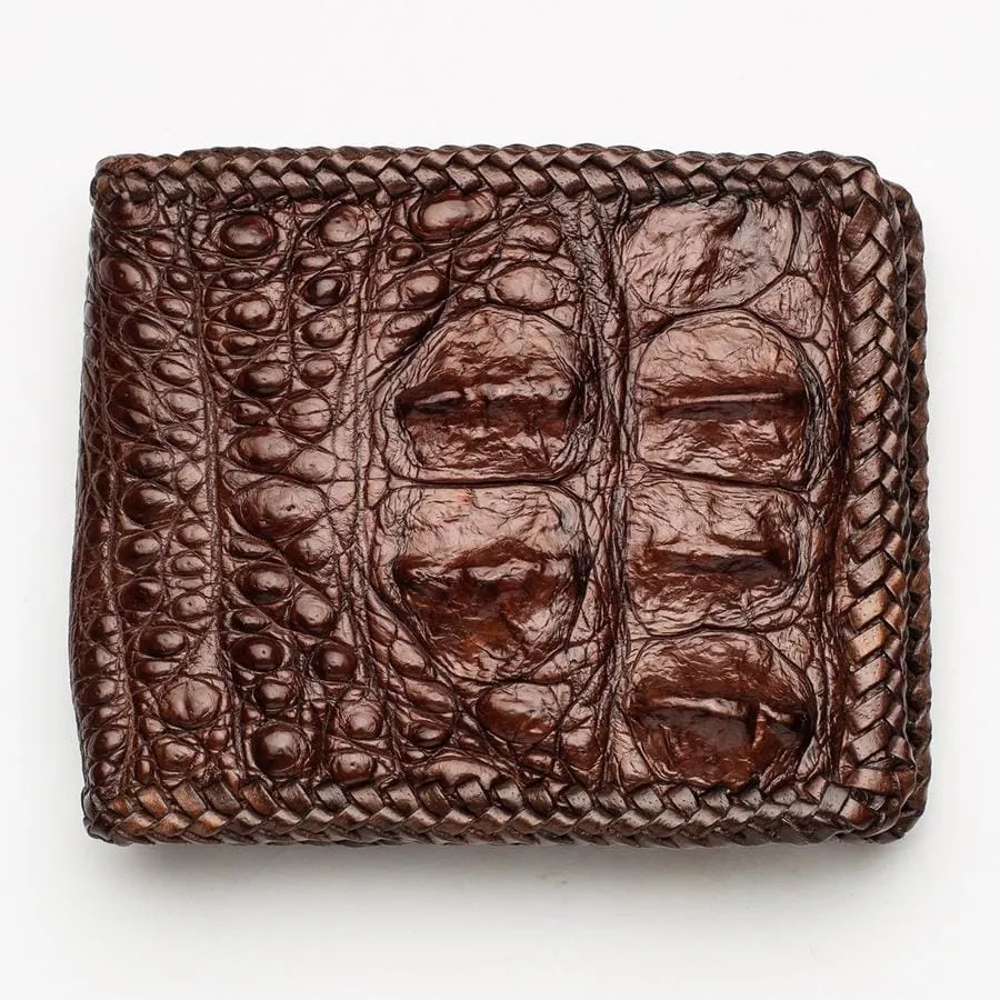 Dark Brown Hardcore Crocodile Head Skin Wallet