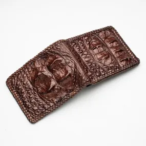 Dark Brown Hardcore Crocodile Head Skin Wallet