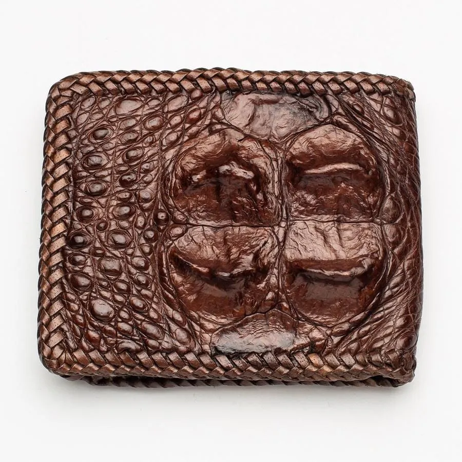 Dark Brown Hardcore Crocodile Head Skin Wallet