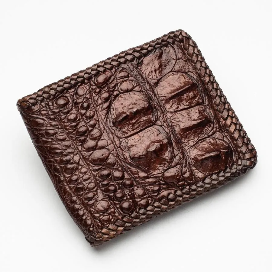 Dark Brown Hardcore Crocodile Head Skin Wallet