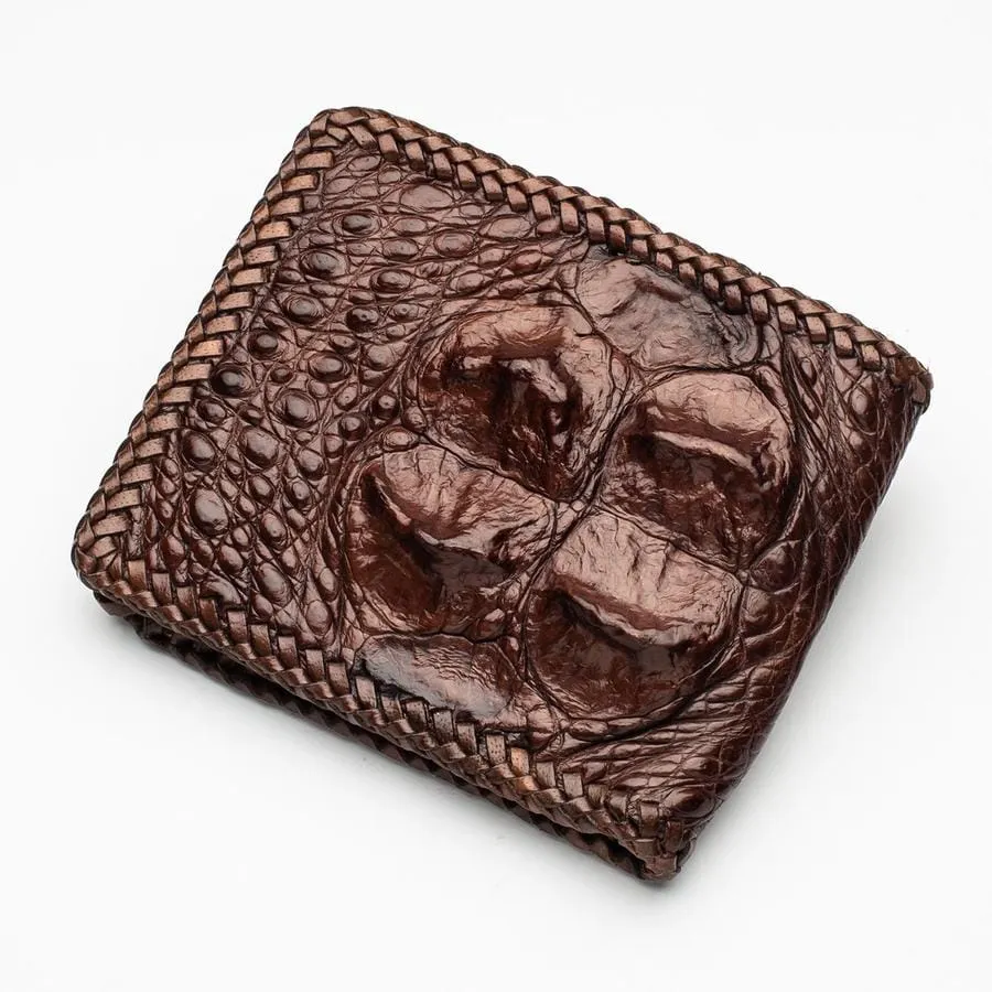 Dark Brown Hardcore Crocodile Head Skin Wallet