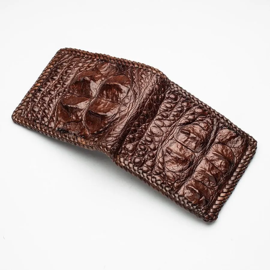 Dark Brown Hardcore Crocodile Head Skin Wallet