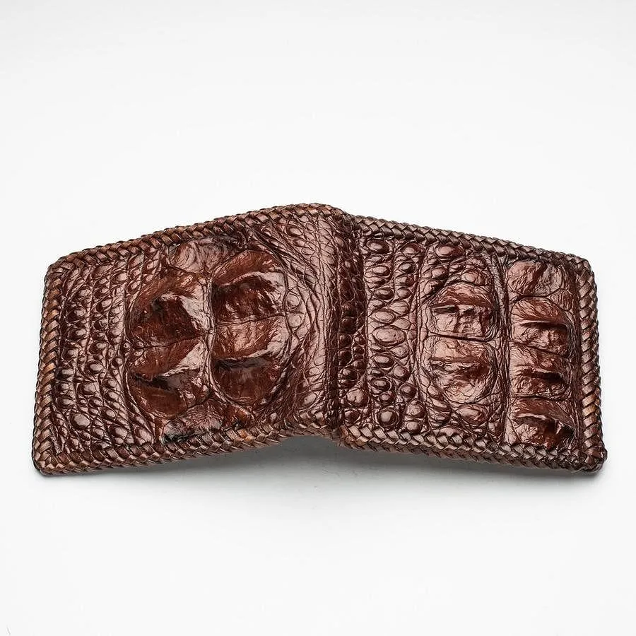 Dark Brown Hardcore Crocodile Head Skin Wallet