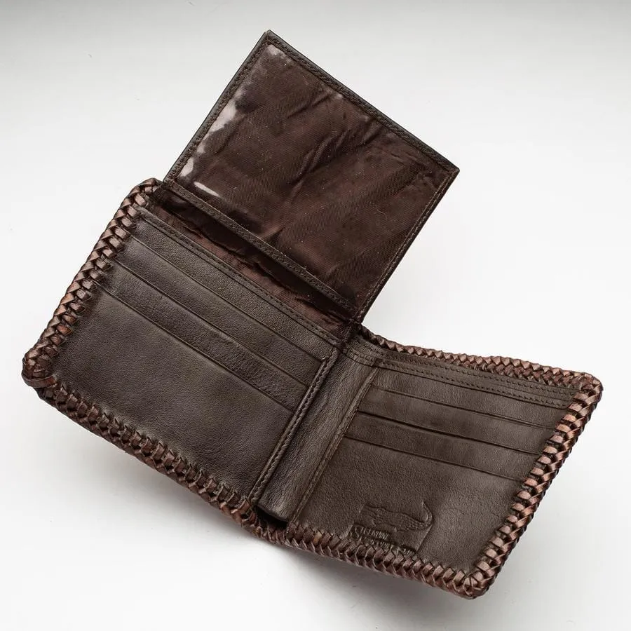 Dark Brown Hardcore Crocodile Head Skin Wallet