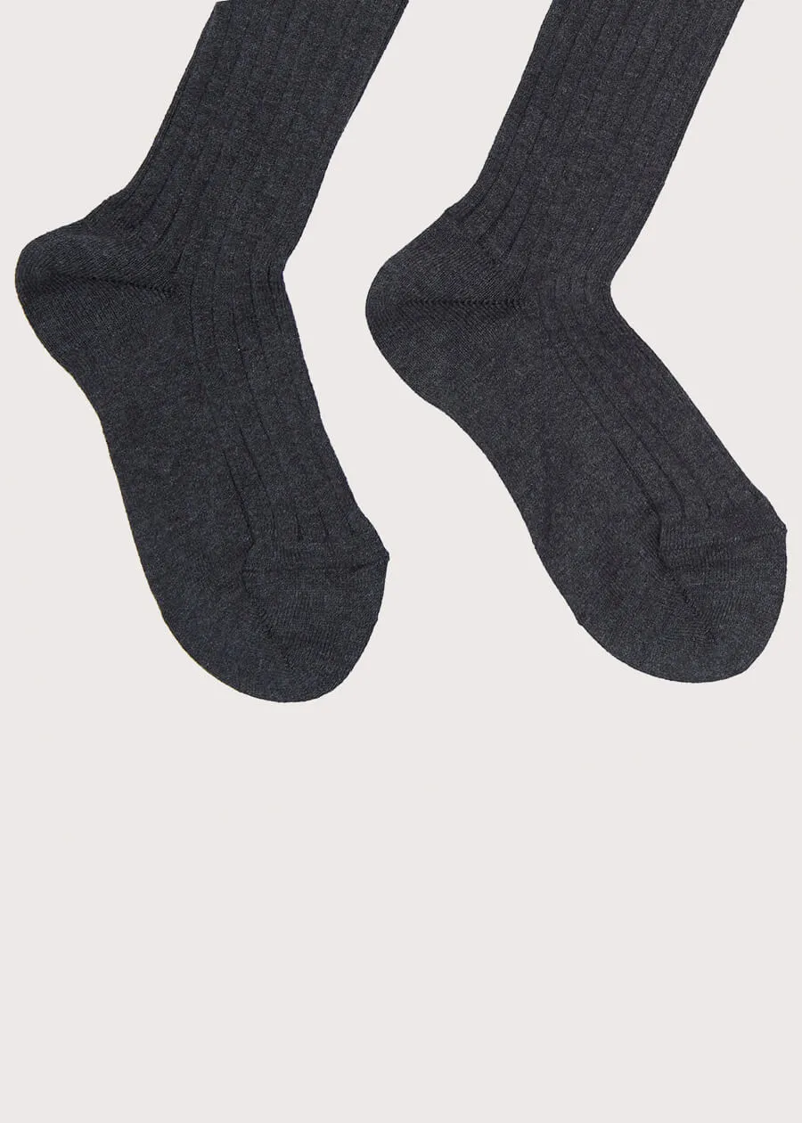 Dark Grey Ribbed Knee-High Socks (3mths-8yrs)