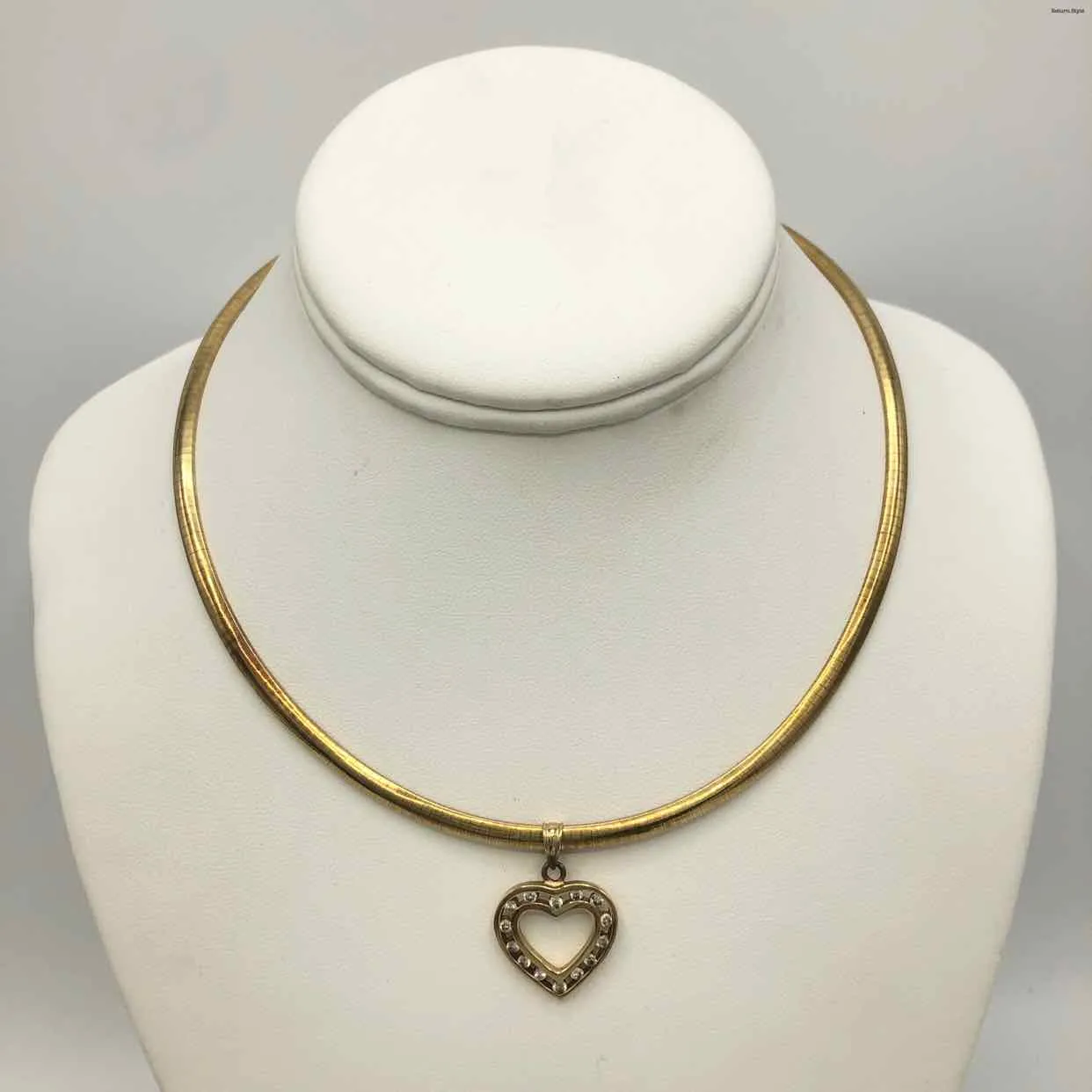 Diamond 14k Gold Heart Omega 14k-Necklace