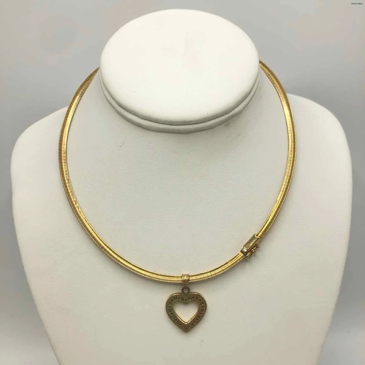 Diamond 14k Gold Heart Omega 14k-Necklace