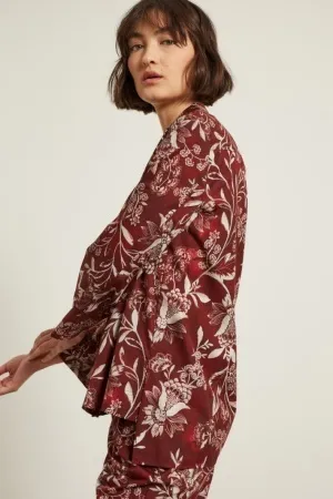 Diffusione Tessile  |Flower Patterns Long Sleeves Cotton Outlet Tunics