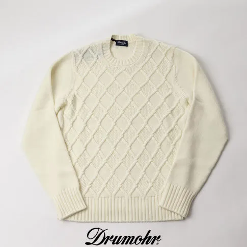 Drumohr  |Crew Neck Wool Long Sleeves Plain Handmade Sweaters