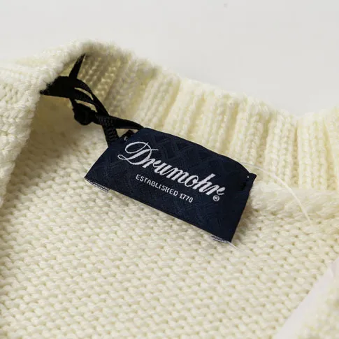 Drumohr  |Crew Neck Wool Long Sleeves Plain Handmade Sweaters