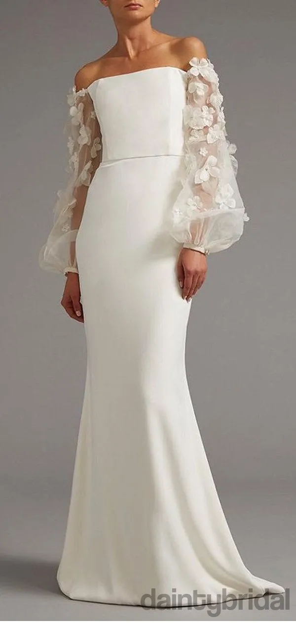 Elegant Boat Neck Long Sleeves Mermaid Floor-Length Evening Prom Dresses.DB10064