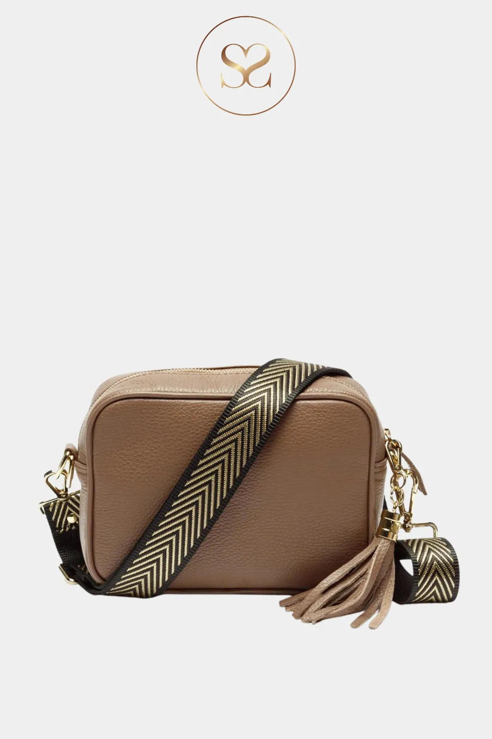 ELIE BEAUMONT - CROSSBODY STRAP - GOLD CHEVRON