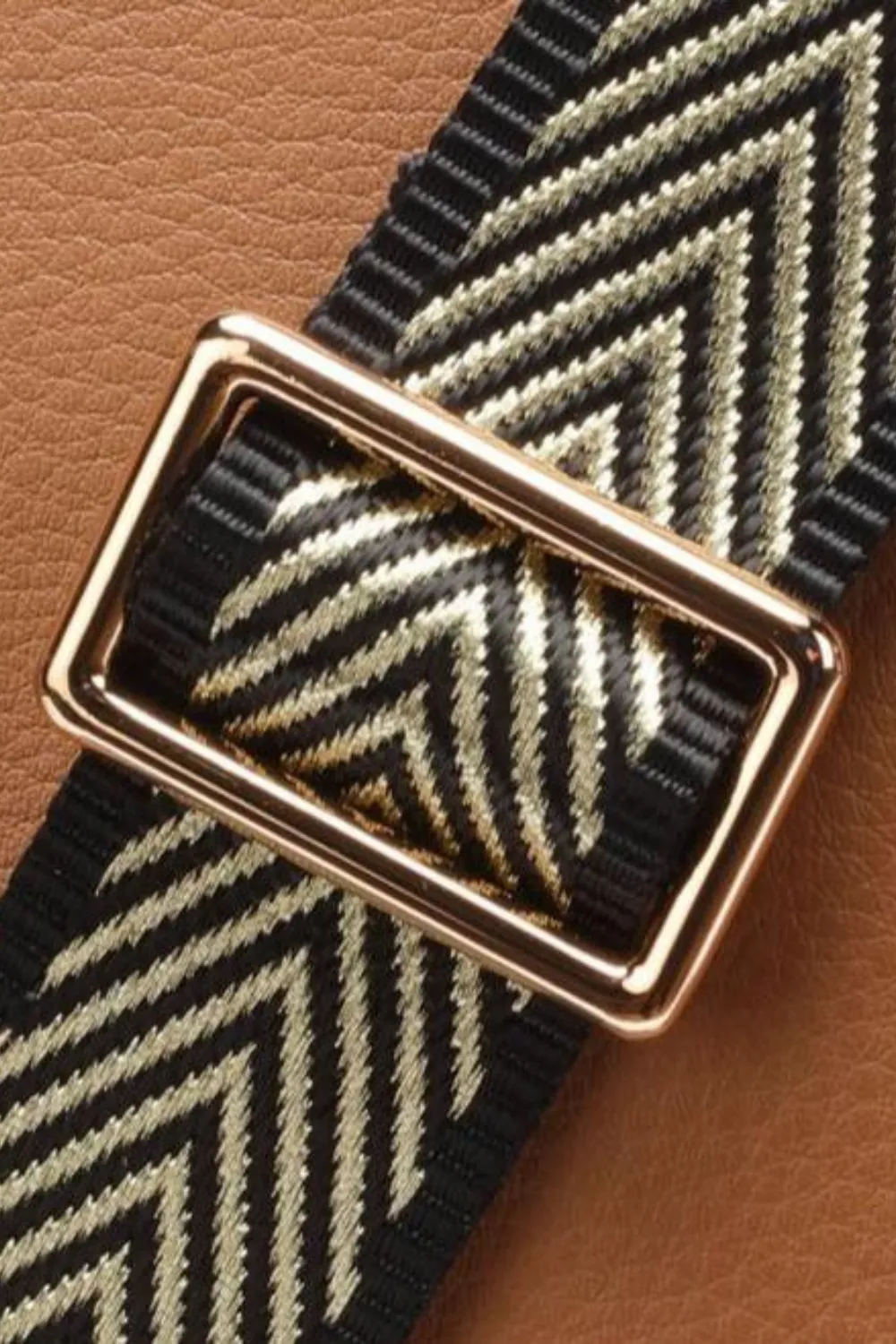 ELIE BEAUMONT - CROSSBODY STRAP - GOLD CHEVRON