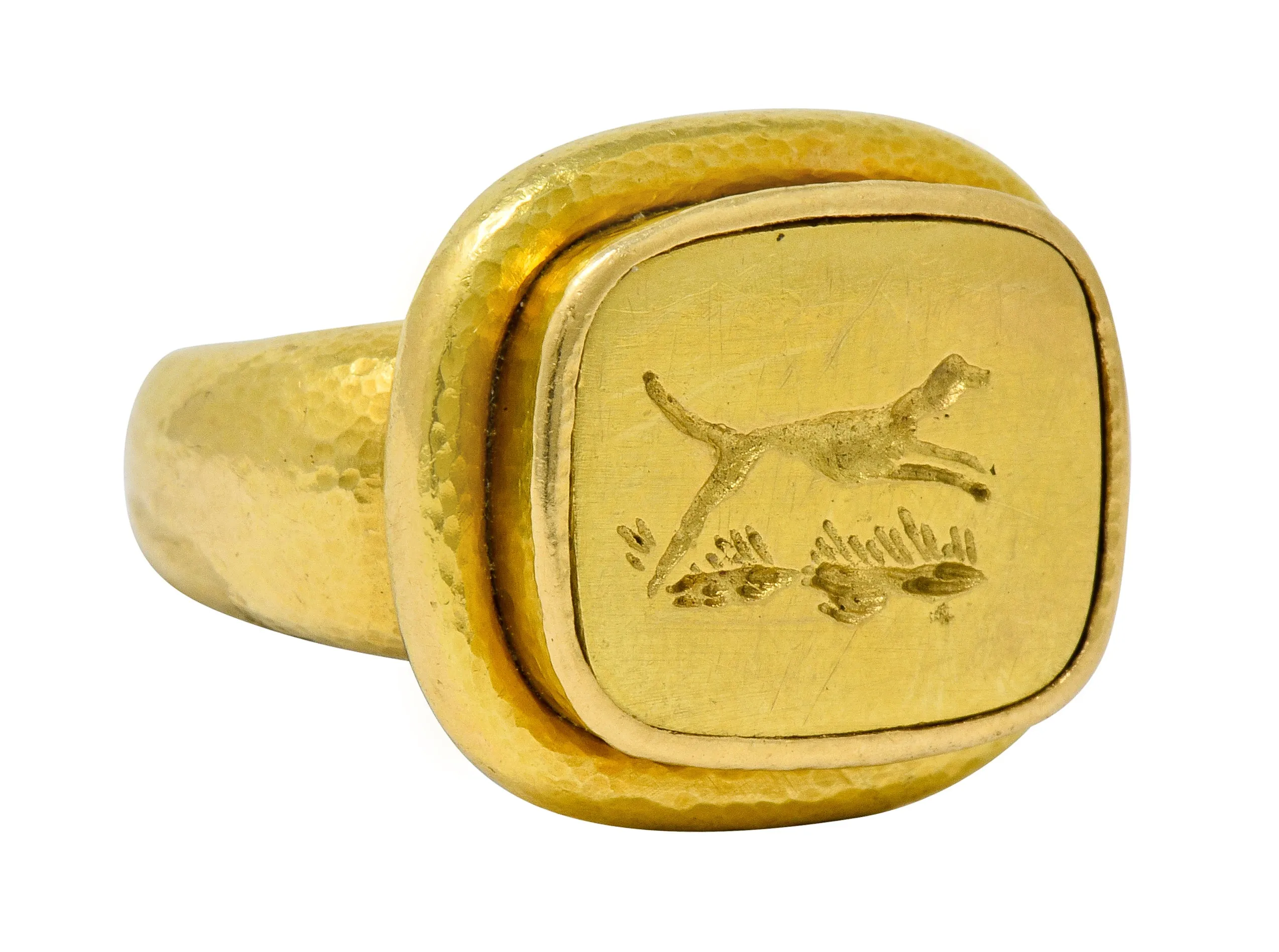 Elizabeth Locke Contemporary 18 Karat Gold Foxhound Signet Ring