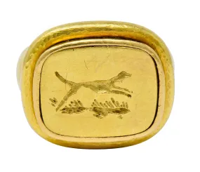 Elizabeth Locke Contemporary 18 Karat Gold Foxhound Signet Ring