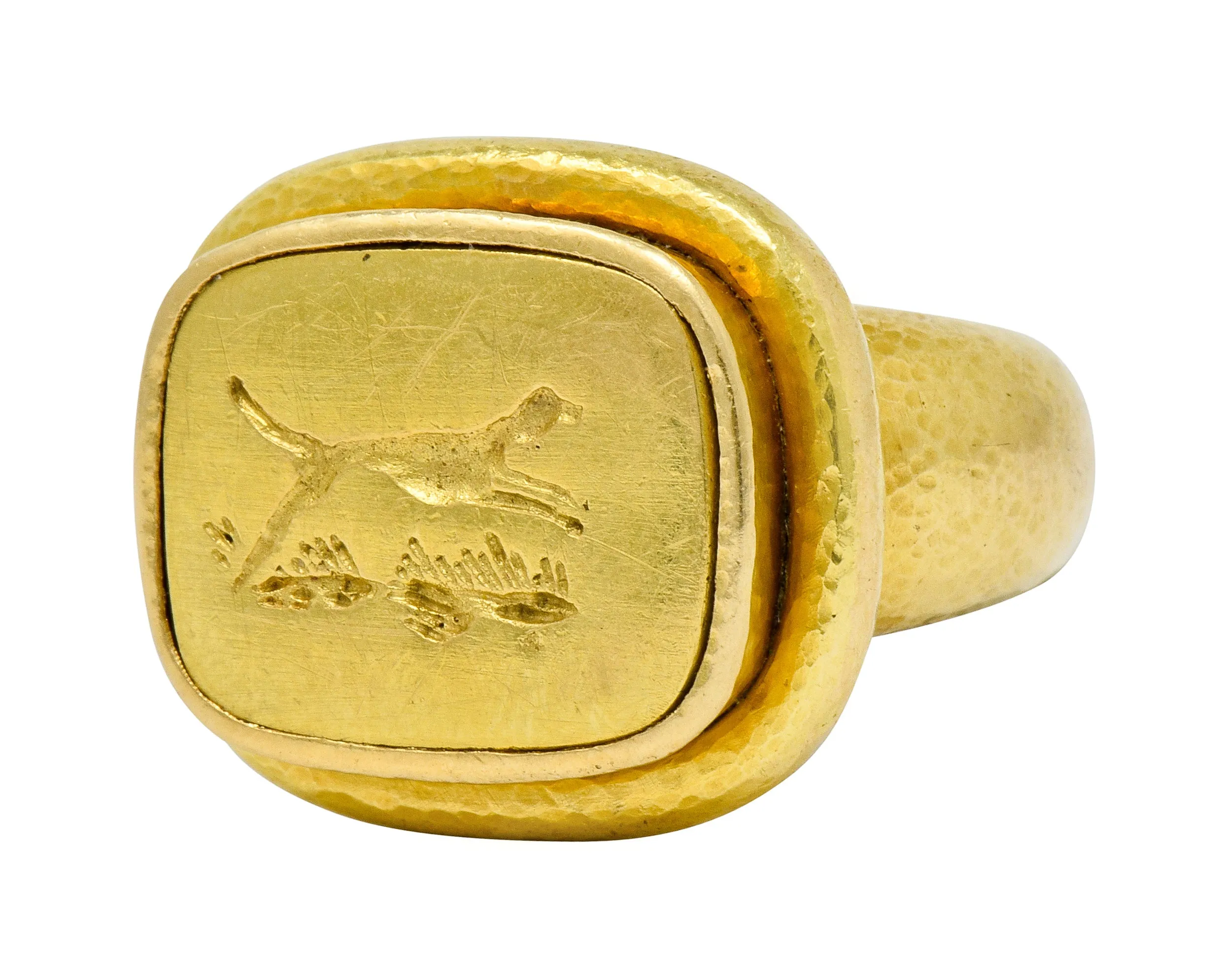 Elizabeth Locke Contemporary 18 Karat Gold Foxhound Signet Ring