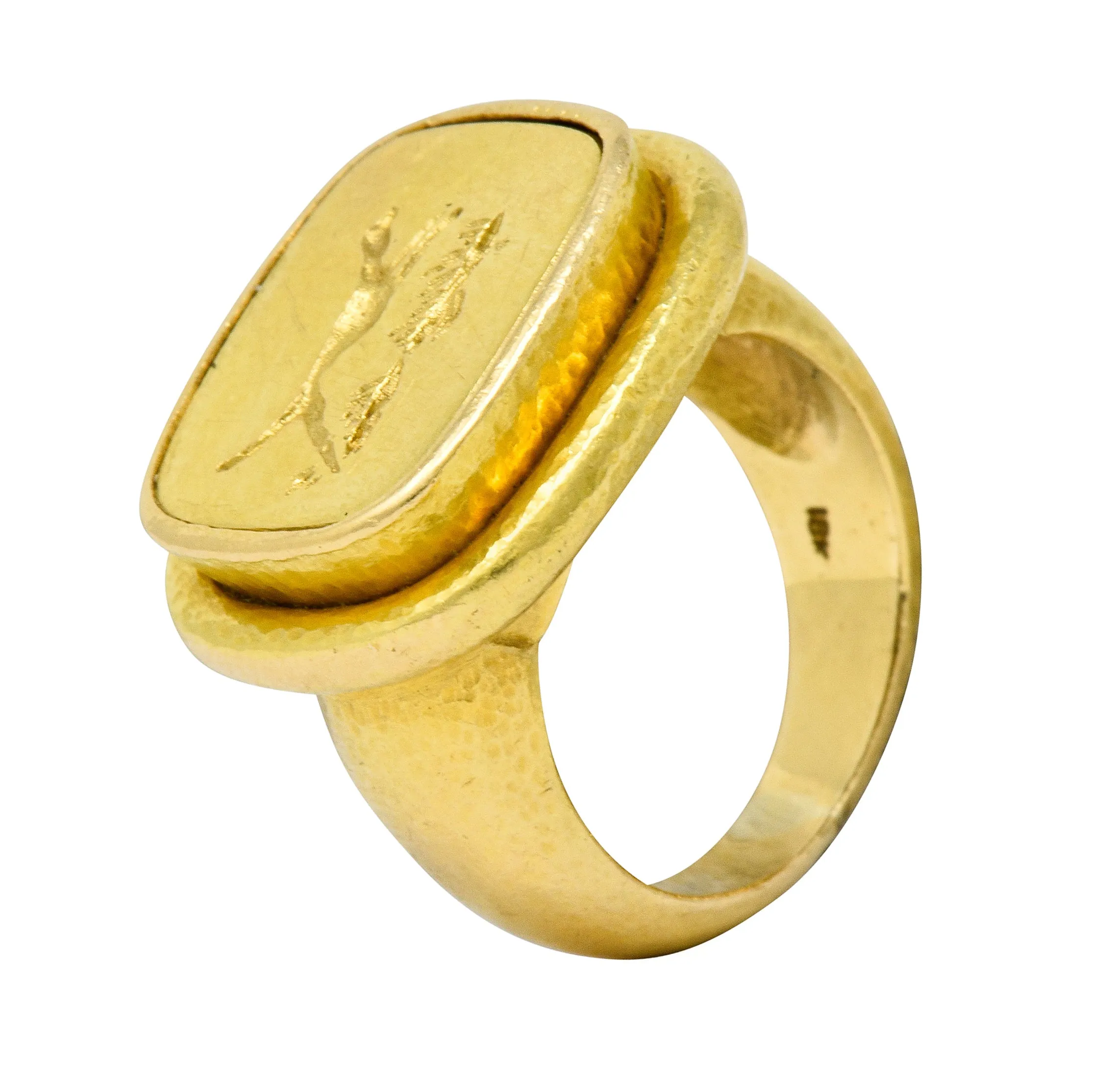 Elizabeth Locke Contemporary 18 Karat Gold Foxhound Signet Ring