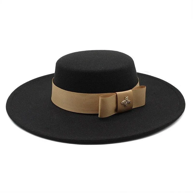 Fedora Hat For Women - French Bowknot Flat Top