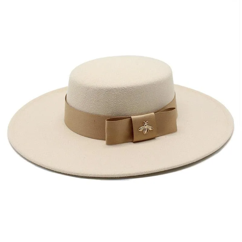 Fedora Hat For Women - French Bowknot Flat Top