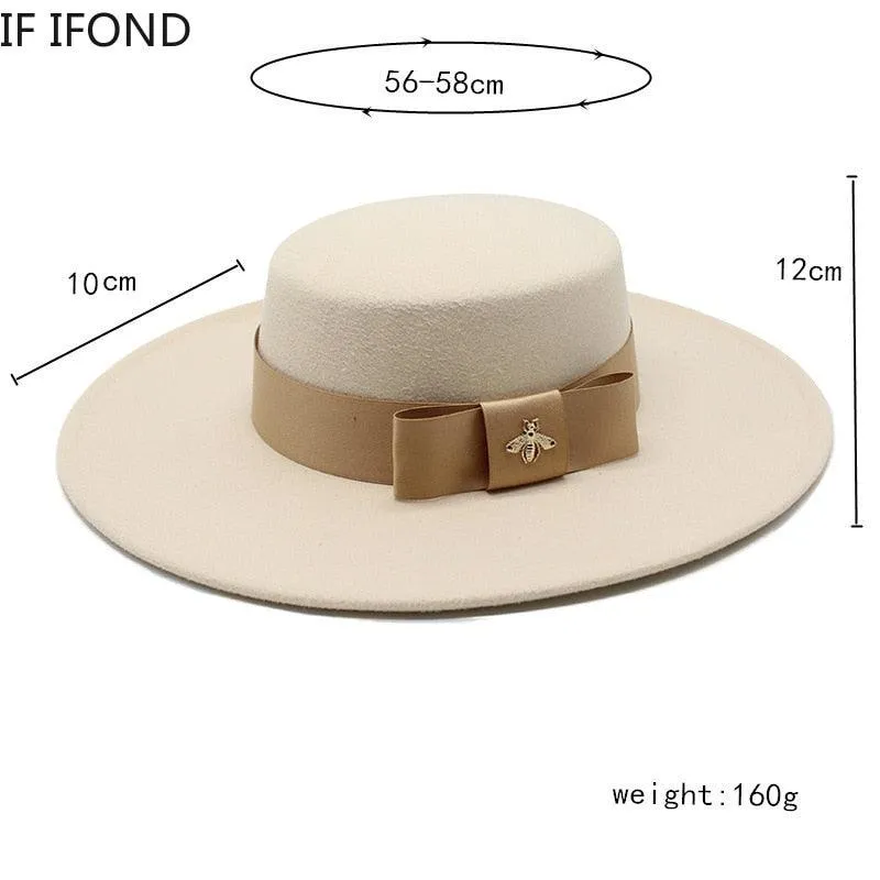 Fedora Hat For Women - French Bowknot Flat Top