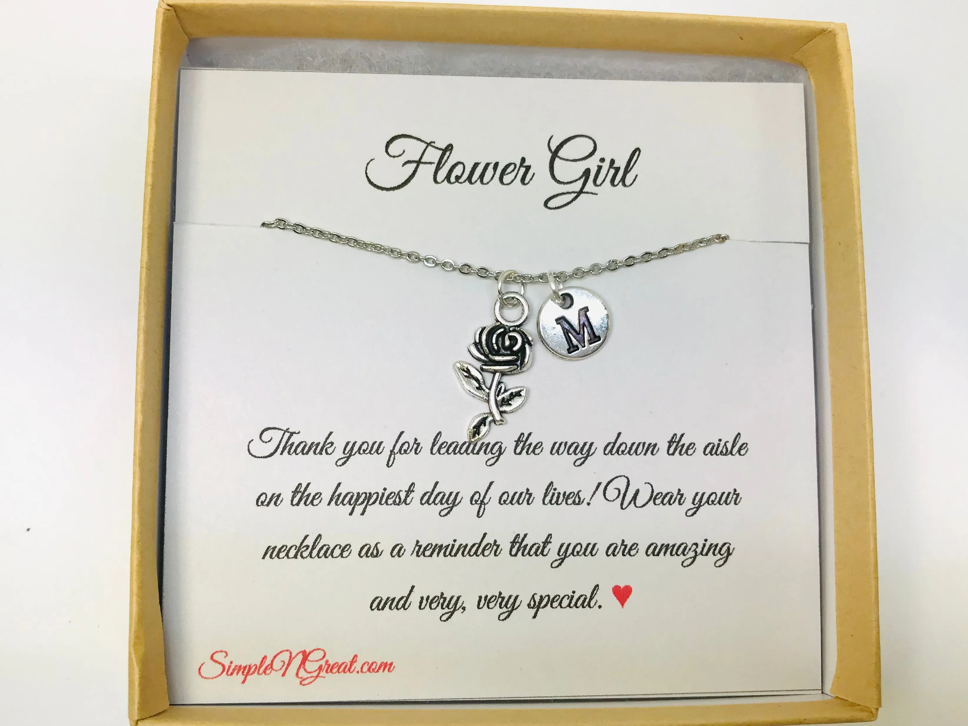 Flower Girl Necklace, Flower Girl Gifts, Rose Necklace