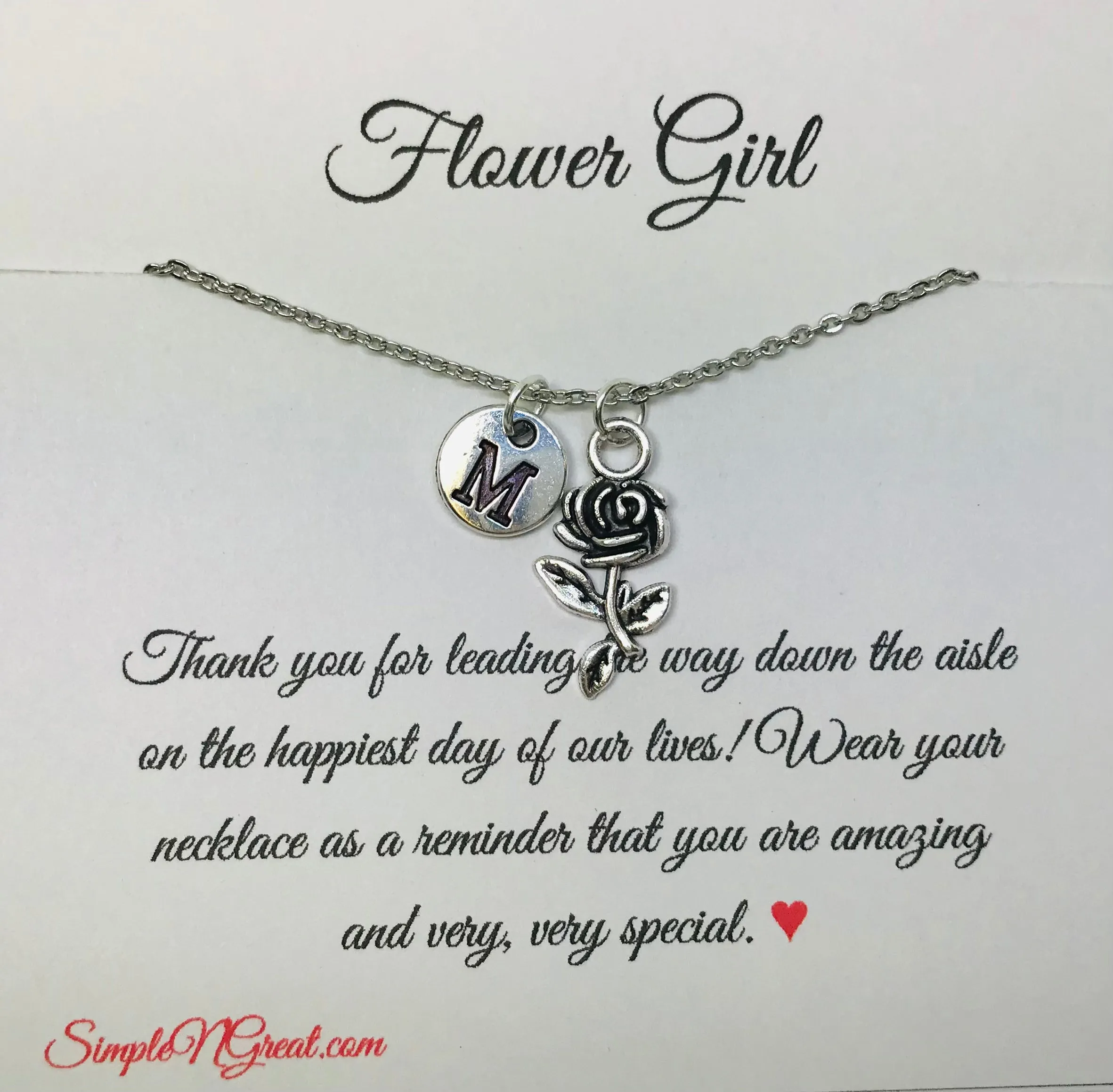 Flower Girl Necklace, Flower Girl Gifts, Rose Necklace