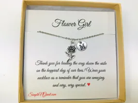 Flower Girl Necklace, Flower Girl Gifts, Rose Necklace