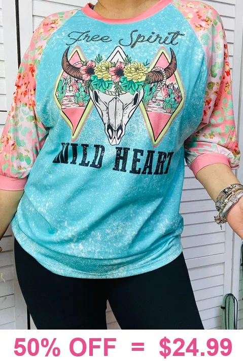 Free Spirit Wild Heart , Steer Graphic tee