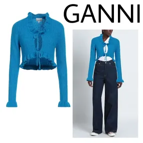 Ganni  |Casual Style Wool Nylon Blended Fabrics Long Sleeves