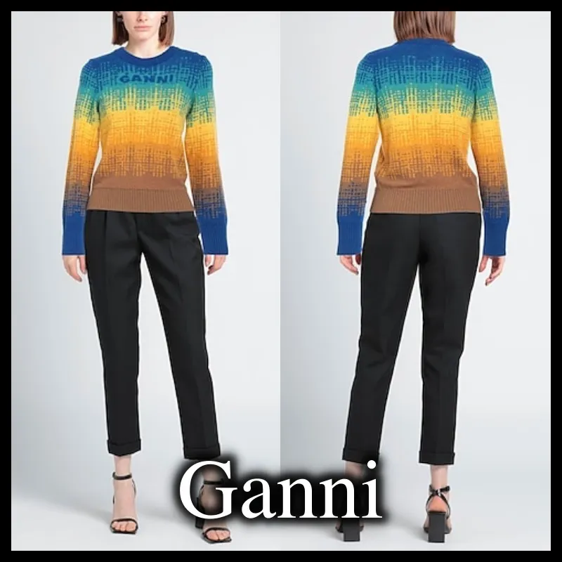 Ganni  |Long Sleeves Logo V-neck & Crew neck