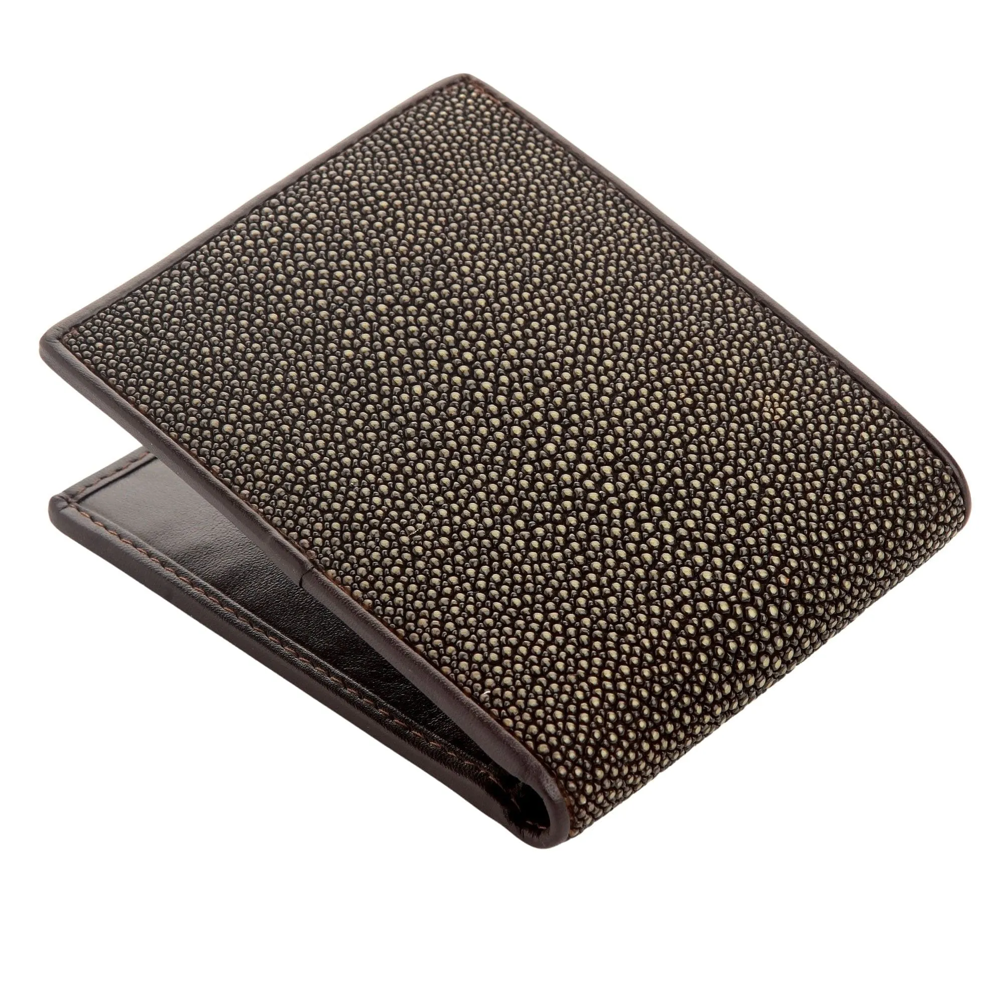 Genuine Brown Polished Stingray Skin Leather Men's Wallet